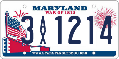 MD license plate 3AX1214