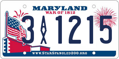 MD license plate 3AX1215