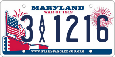 MD license plate 3AX1216