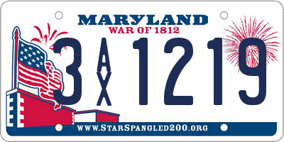 MD license plate 3AX1219