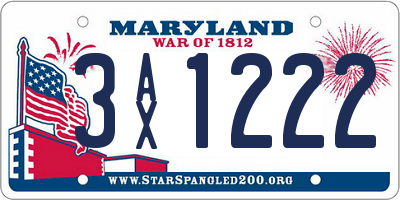 MD license plate 3AX1222