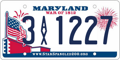 MD license plate 3AX1227