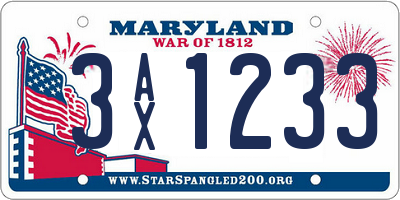MD license plate 3AX1233