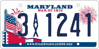 MD license plate 3AX1241