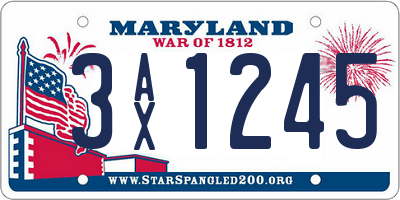 MD license plate 3AX1245