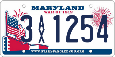 MD license plate 3AX1254