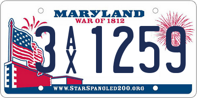 MD license plate 3AX1259