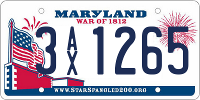 MD license plate 3AX1265