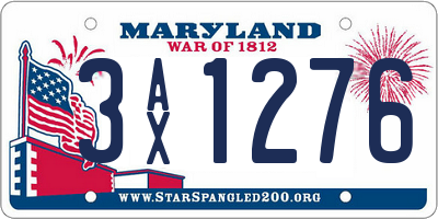MD license plate 3AX1276