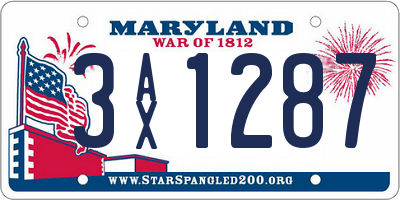 MD license plate 3AX1287