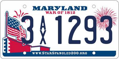 MD license plate 3AX1293