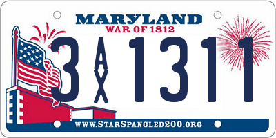 MD license plate 3AX1311