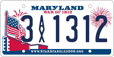 MD license plate 3AX1312