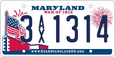 MD license plate 3AX1314