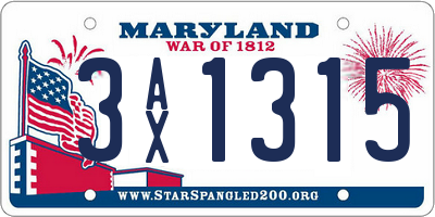 MD license plate 3AX1315