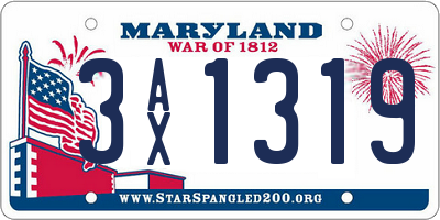 MD license plate 3AX1319