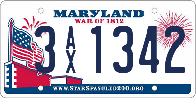 MD license plate 3AX1342