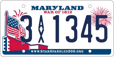 MD license plate 3AX1345