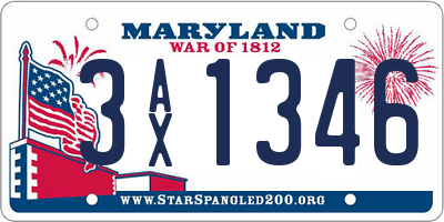 MD license plate 3AX1346