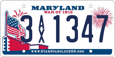 MD license plate 3AX1347