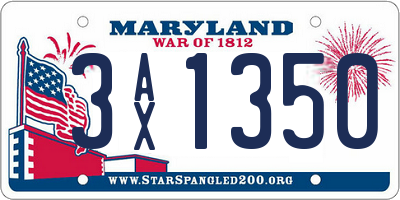 MD license plate 3AX1350