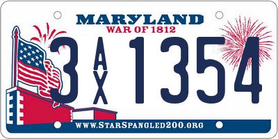 MD license plate 3AX1354