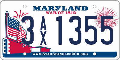 MD license plate 3AX1355