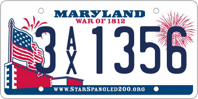 MD license plate 3AX1356