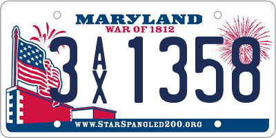 MD license plate 3AX1358