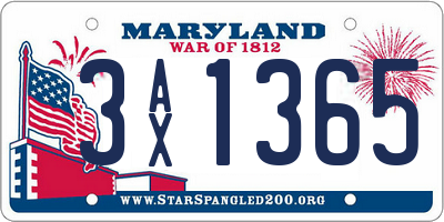 MD license plate 3AX1365
