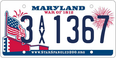 MD license plate 3AX1367