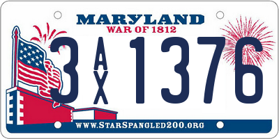 MD license plate 3AX1376