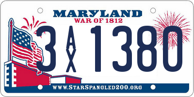 MD license plate 3AX1380