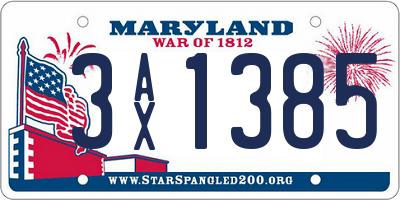 MD license plate 3AX1385
