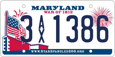 MD license plate 3AX1386