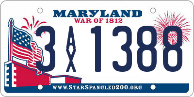 MD license plate 3AX1388