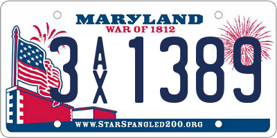MD license plate 3AX1389