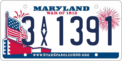 MD license plate 3AX1391