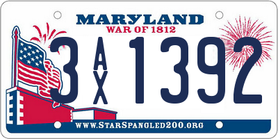 MD license plate 3AX1392