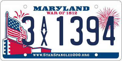 MD license plate 3AX1394