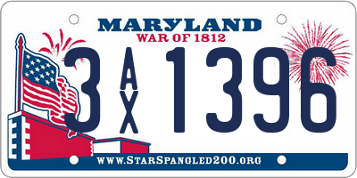 MD license plate 3AX1396