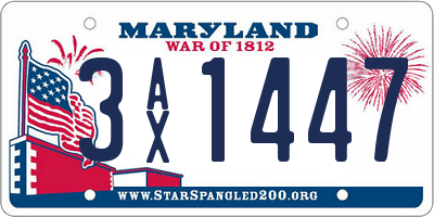 MD license plate 3AX1447