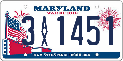 MD license plate 3AX1451