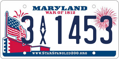 MD license plate 3AX1453