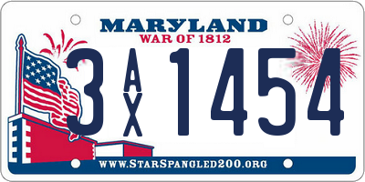 MD license plate 3AX1454