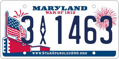 MD license plate 3AX1463