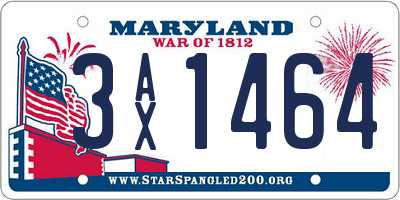 MD license plate 3AX1464