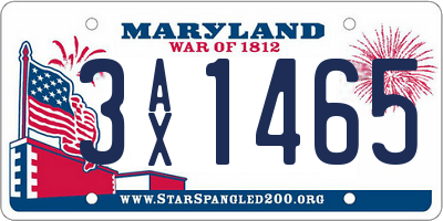 MD license plate 3AX1465