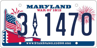 MD license plate 3AX1470