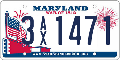 MD license plate 3AX1471